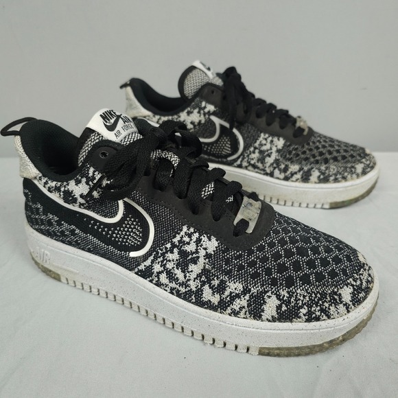 Air Force 1 Low Crater Flyknit Shoes Men Size 8 Black White Next Nature Knit Low - Picture 1 of 16
